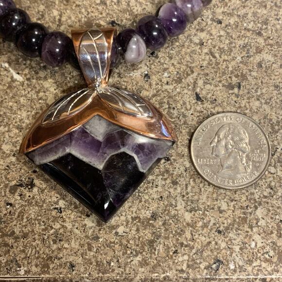 Jay King Necklace & Pendant Sterling Silver, Copper and Amethyst Statement Piece - Picture 8 of 14